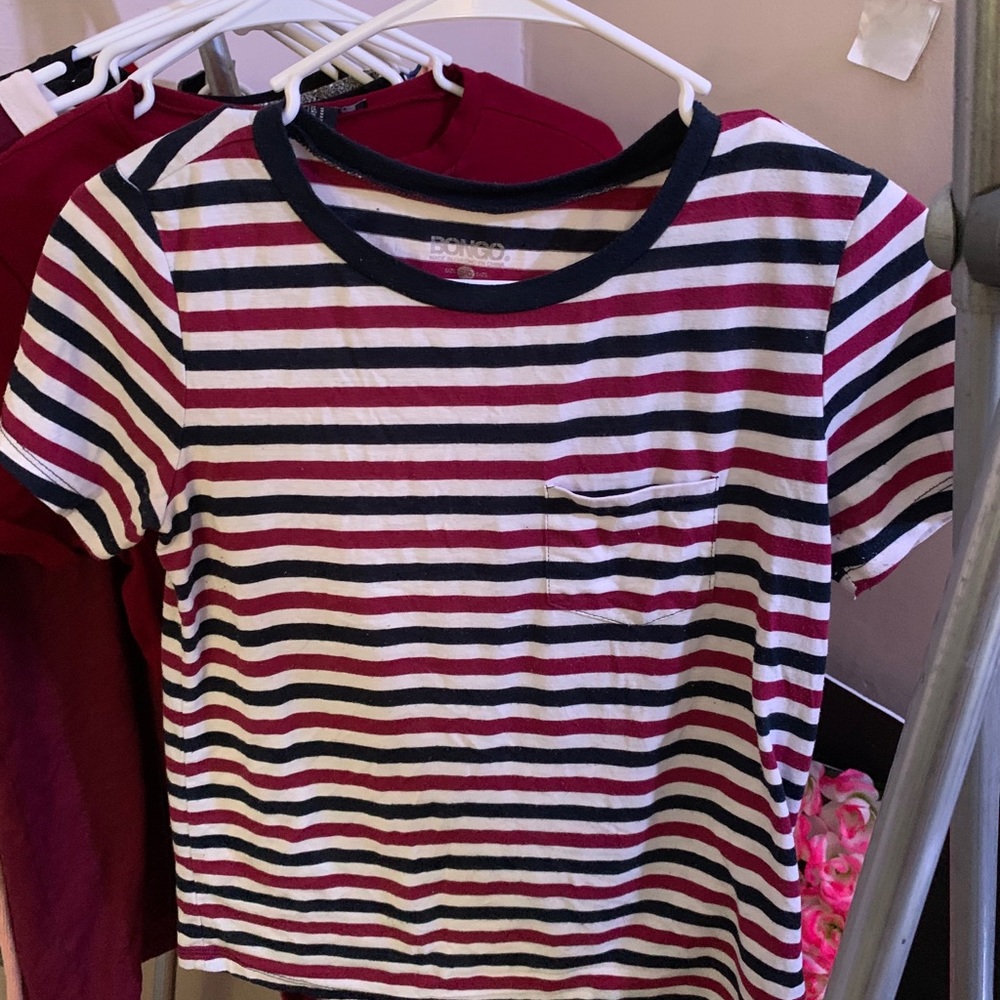 Burgandy stripped tee